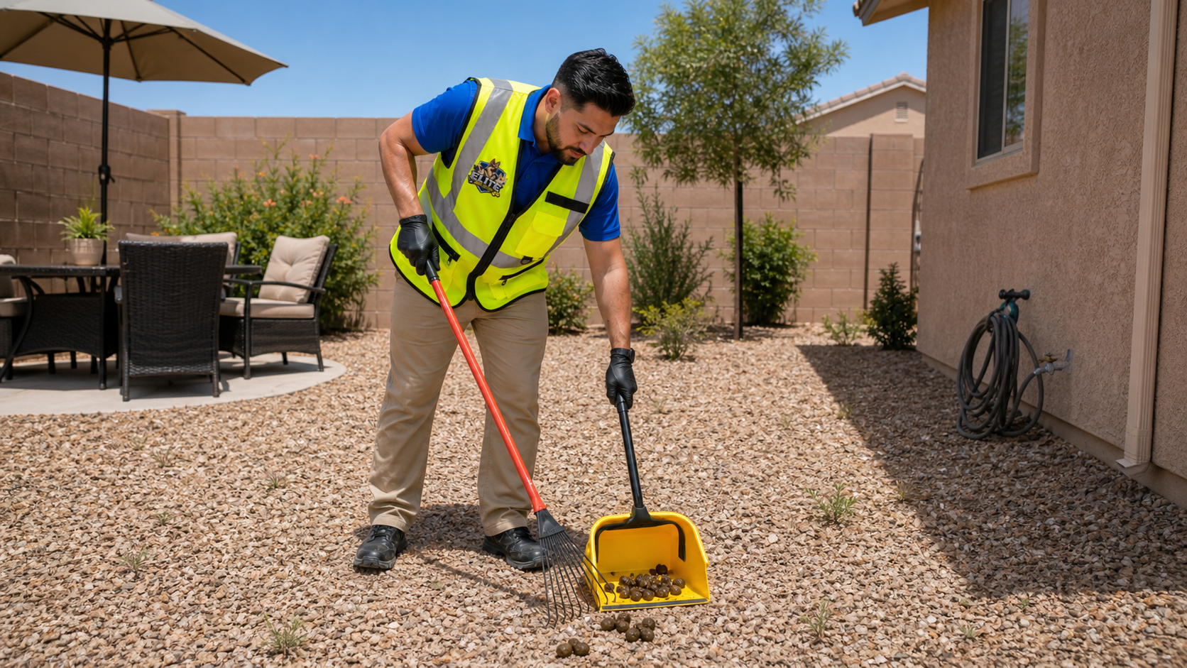 Elite Scoop Patrol route service in progress at an Arizona home