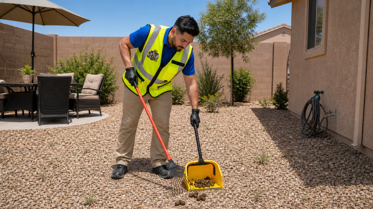 Elite Scoop Patrol route service in progress at an Arizona home