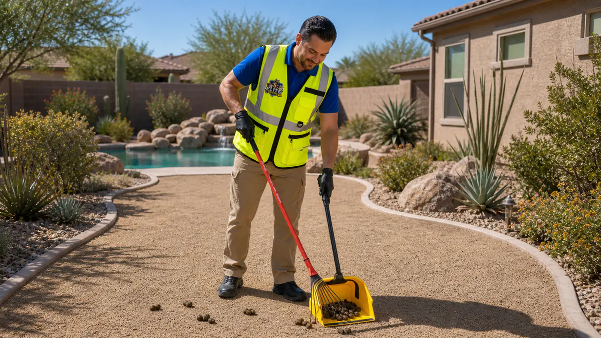 Elite Scoop Patrol route service along an Arizona side yard